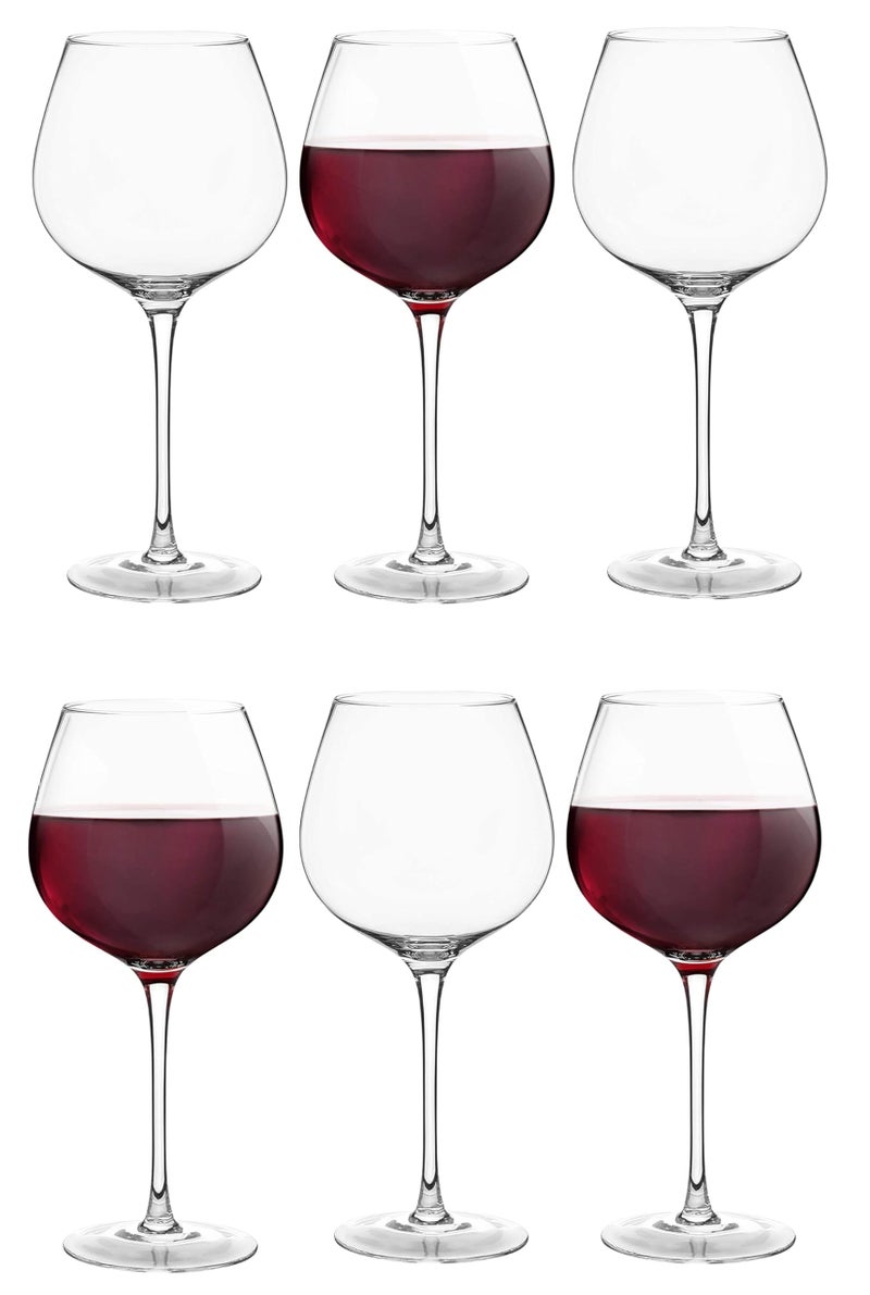 VILON Italian Premium Balloon Red White Or Brandy Premium Crytal Clear Wine Glasses | 650 ML Ideal for Champagne, Cocktail Party Whisky Glass | Transparent | Set of 6 - Image 1