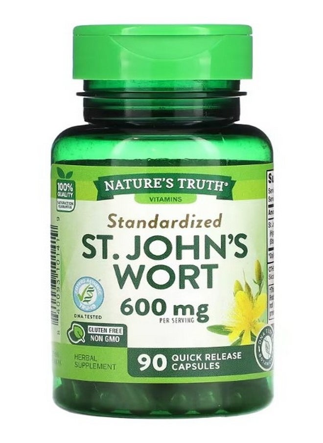 Nature's Truth Standardized St. Johns Wort 600 mg 90 Quick Release Capsules 300 mg per Capsule  - Image 1