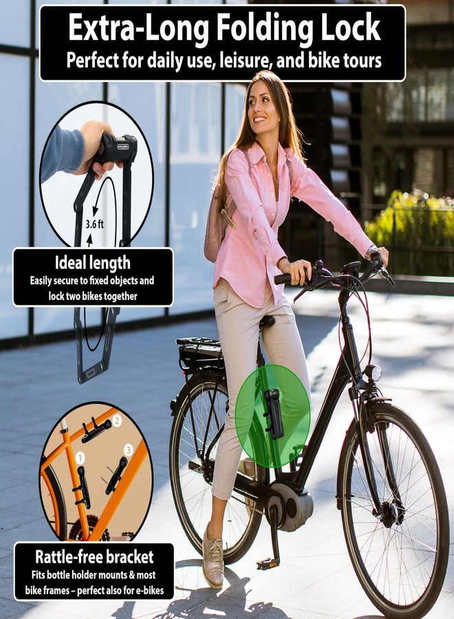KOHLBURG Bolt Cutter Safe: 110 cm Folding Lock with Combination Code & Holder - Bicycle Combination Lock - Bicycle Lock Combination Lock High Security - Folding Lock Numbers Bike Lock & e Bike Lock - Image 3