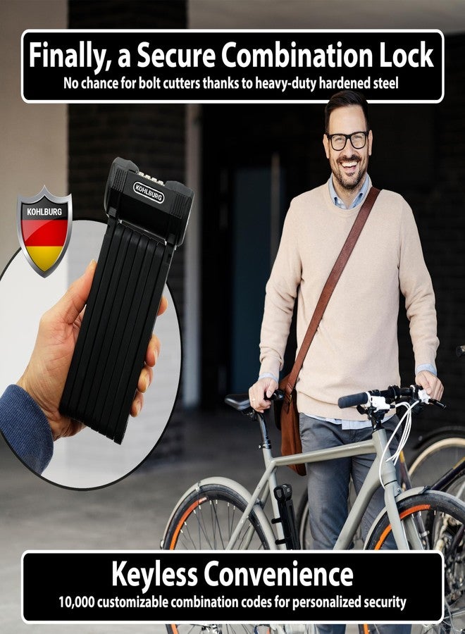 KOHLBURG Bolt Cutter Safe: 110 cm Folding Lock with Combination Code & Holder - Bicycle Combination Lock - Bicycle Lock Combination Lock High Security - Folding Lock Numbers Bike Lock & e Bike Lock - Image 2