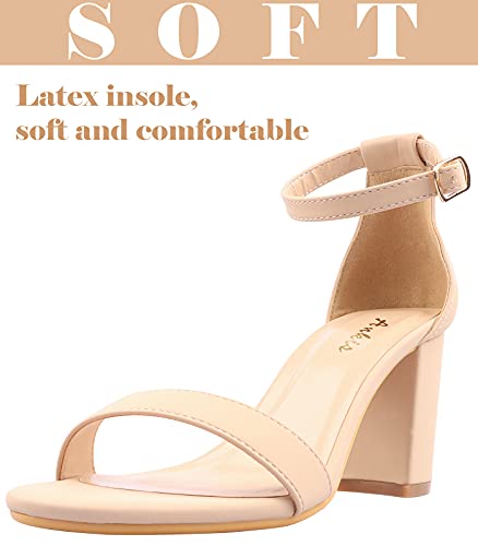 Ankis Nude Heels for Women - Open Toe Ankle Strap Chunky Heel Pump Sandals Party Wedding Strappy Buckle Sandals 2.75 Inches - Image 5