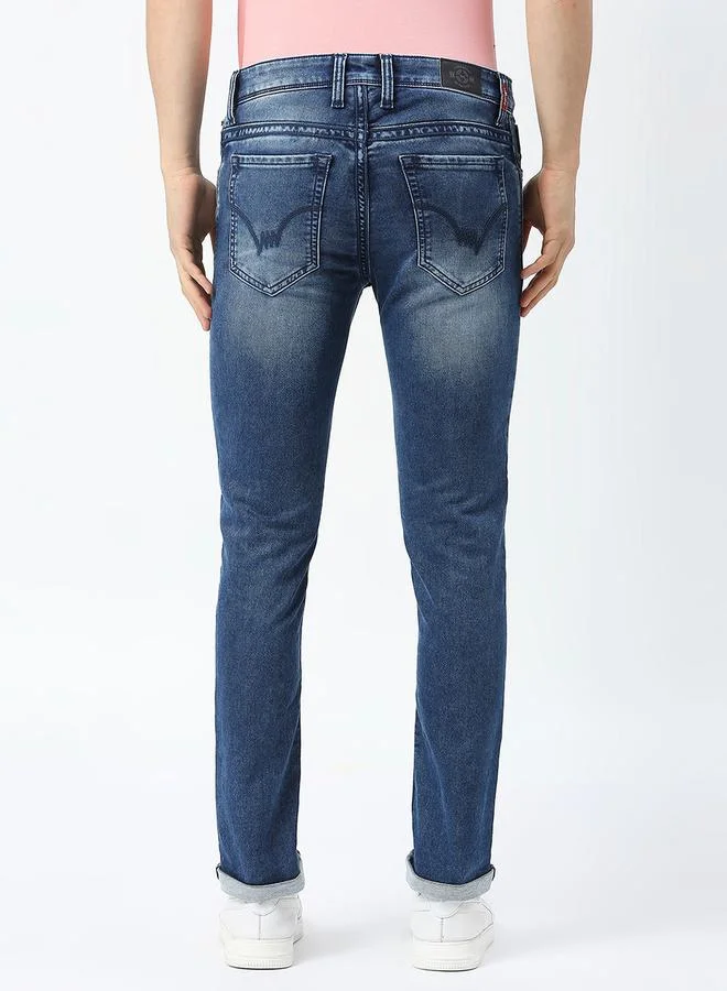 LAWMAN Pg3 Mid Rise Faded Jeans with Button Closure by Styli