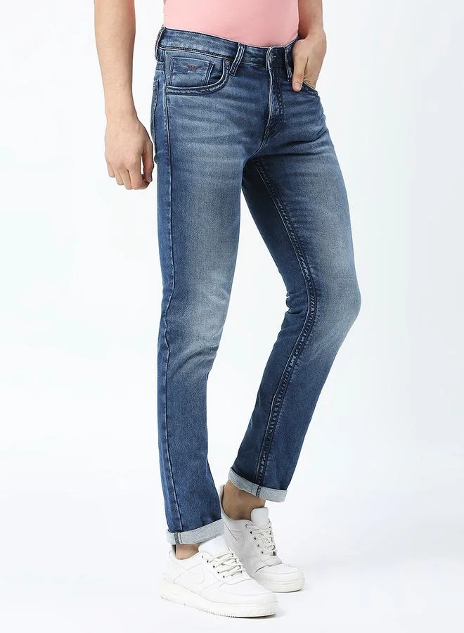 LAWMAN Pg3 Mid Rise Faded Jeans with Button Closure by Styli