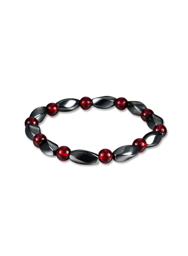 Generic Women Men Magnetic Therapy Hematite Bracelet Weight Loss Bangle Jewelry Black Red 