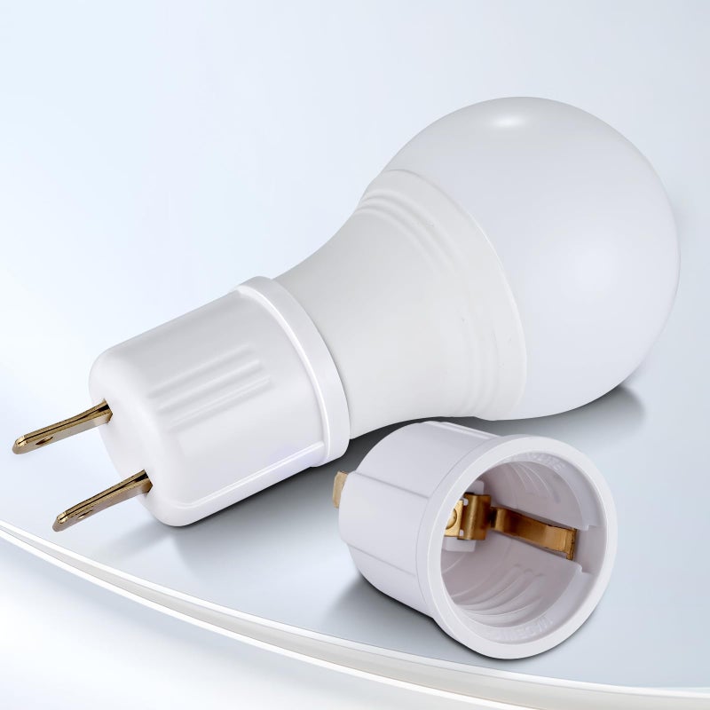 EMNOOTI Outlet to Socket Adapter, Plug-in Light Socket, Convert Outlet to Light Bulb Socket, Polarized 2-Prong Outlet to E26 E27 Screw Base Bulb Socket, 660 Watt, 125 Volt, UL Listed (4, White Color) - Image 2