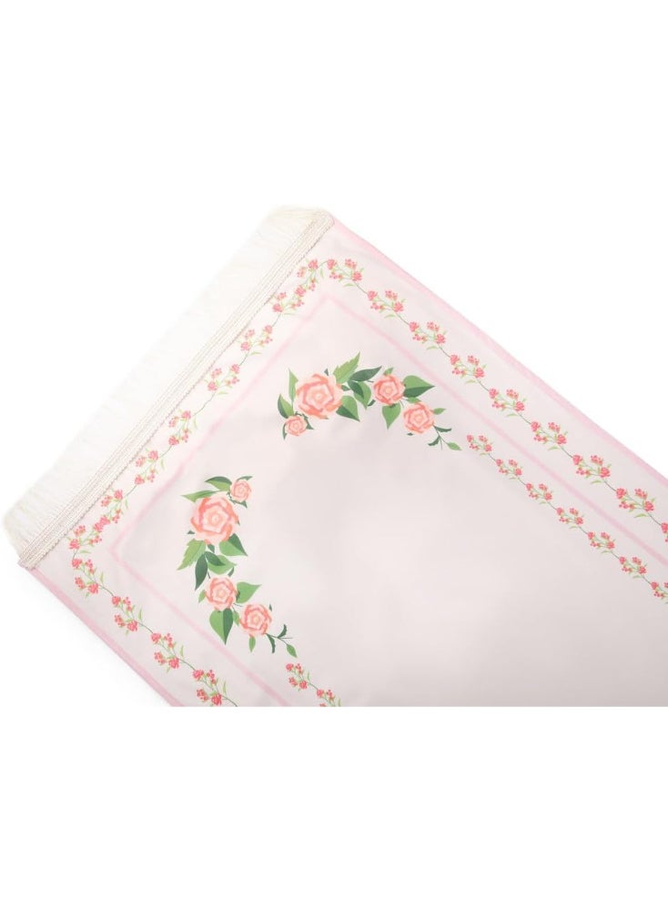 ماتكس سجادة صلاة مخملية مع حافظة سجاد، 68x117 سم - وردى - Image 2