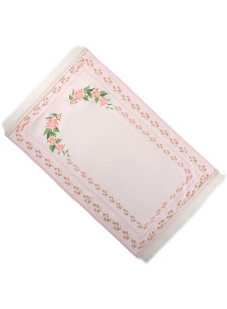 ماتكس سجادة صلاة مخملية مع حافظة سجاد، 68x117 سم - وردى - Image 4