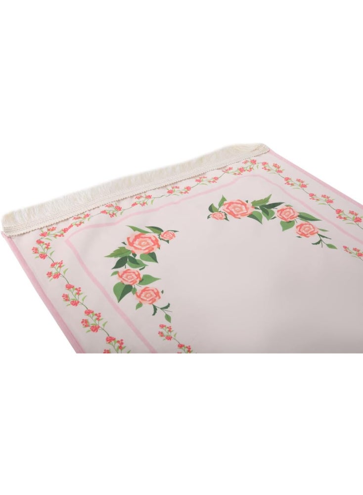 ماتكس سجادة صلاة مخملية مع حافظة سجاد، 68x117 سم - وردى - Image 3