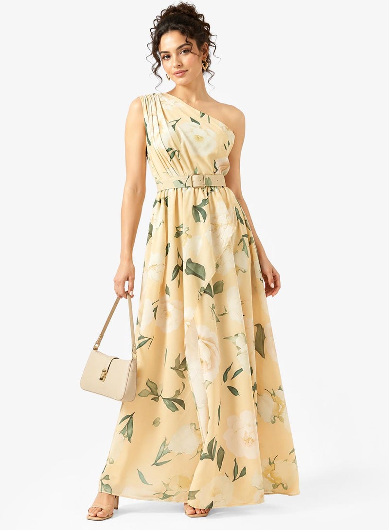 Ginger One Shoulder Floral A Line Dress - Image 1