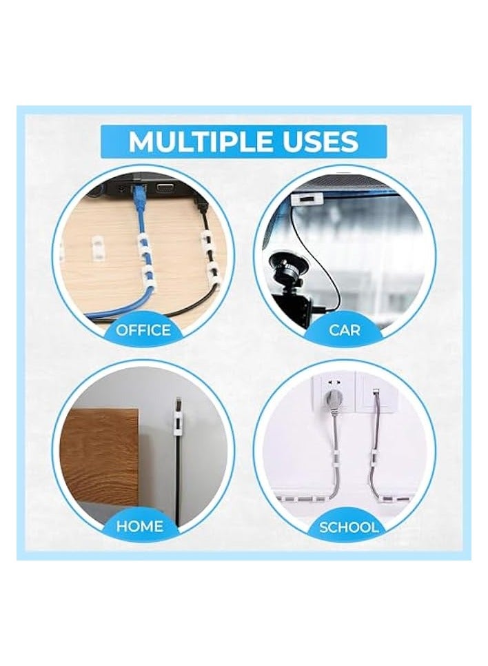 erorex 75 Pcs Transparent Self-Adhesive Cable Management Clips Hooks Clip with Adhesive Tapes, Clear Sticky Tidy Cord &Wires Organizer Clips for Office & Home - Image 3