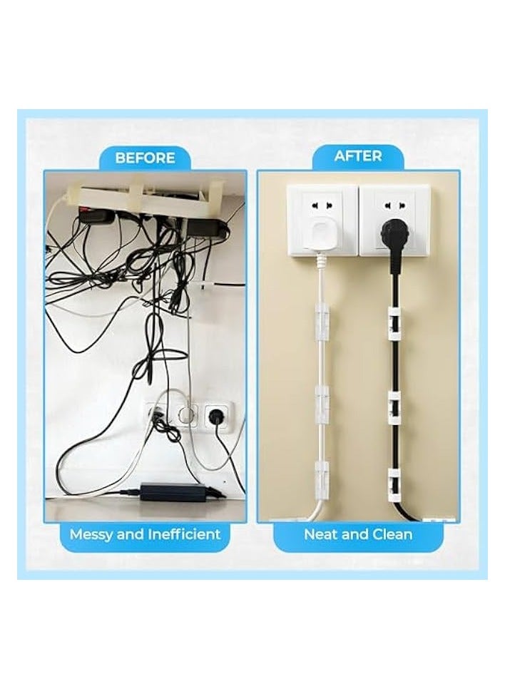 erorex 75 Pcs Transparent Self-Adhesive Cable Management Clips Hooks Clip with Adhesive Tapes, Clear Sticky Tidy Cord &Wires Organizer Clips for Office & Home - Image 4