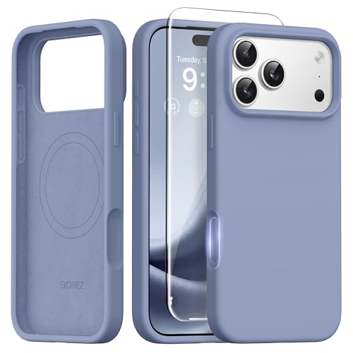 GONEZ Magnetic for iPhone 17 Pro Max Case, [Compatible with MagSafe] Anti-Scratch Microfiber Lining & Screen Protector, Silicone Camera Control, Shockproof Slim Phone Cover 6.9 inch, Lavender Gray - Image 1