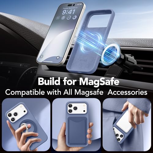 GONEZ Magnetic for iPhone 17 Pro Max Case, [Compatible with MagSafe] Anti-Scratch Microfiber Lining & Screen Protector, Silicone Camera Control, Shockproof Slim Phone Cover 6.9 inch, Lavender Gray - Image 3