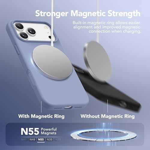 GONEZ Magnetic for iPhone 17 Pro Max Case, [Compatible with MagSafe] Anti-Scratch Microfiber Lining & Screen Protector, Silicone Camera Control, Shockproof Slim Phone Cover 6.9 inch, Lavender Gray - Image 2