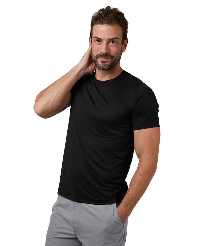 32 Degrees Mens Cool Quick Dry Active Basic Crew T-Shirt, Black, X-Large - Image 1