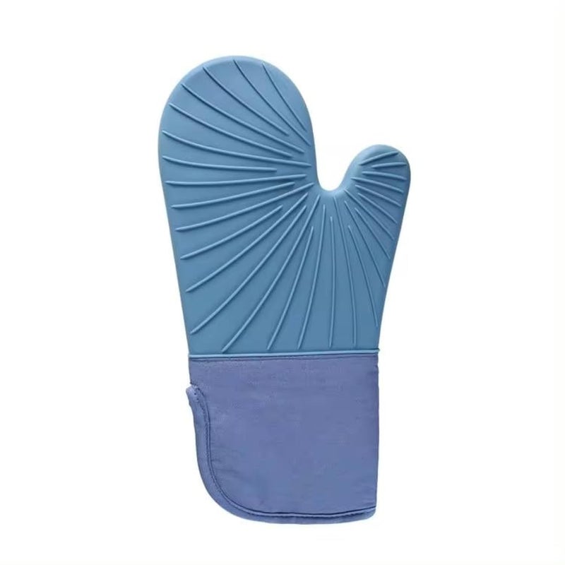 Lux Thick Kitchen Gloves - Silicone Padded Inside - Heat Resistant - Non Slip (Blue)