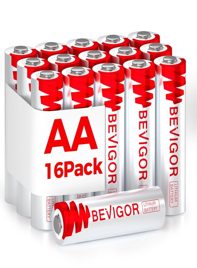 BEVIGOR Lithium Batteries, Longer Lasting Batteries for Flashlight, Toys, Remote Control, Non-Rechargeable (AA, 16 PACK) - Image 1