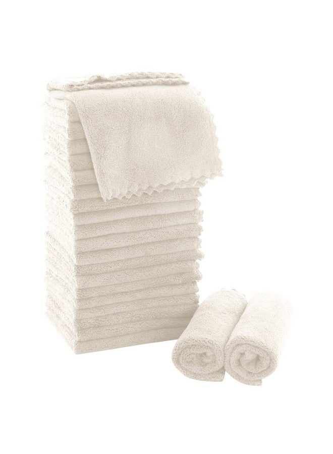 MOONQUEEN Ultra Soft Premium Washcloths Set - 12 x 12 inches - 24 Pack - Quick Drying - Highly Absorbent Coral Velvet Bathroom Wash Clothes - Use as Bath, Spa, Facial, Fingertip Towel (Cream) - Image 1