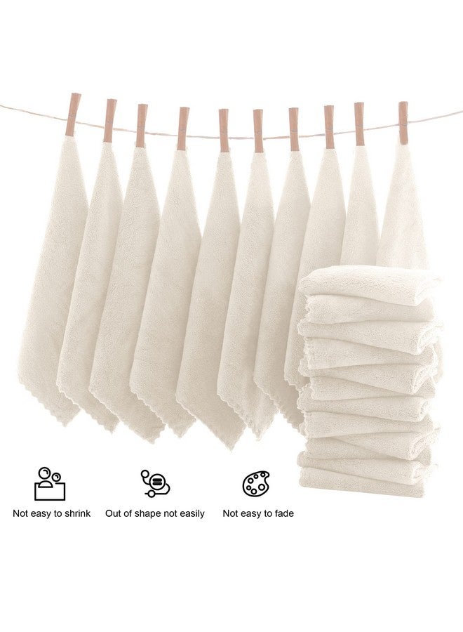 MOONQUEEN Ultra Soft Premium Washcloths Set - 12 x 12 inches - 24 Pack - Quick Drying - Highly Absorbent Coral Velvet Bathroom Wash Clothes - Use as Bath, Spa, Facial, Fingertip Towel (Cream) - Image 3