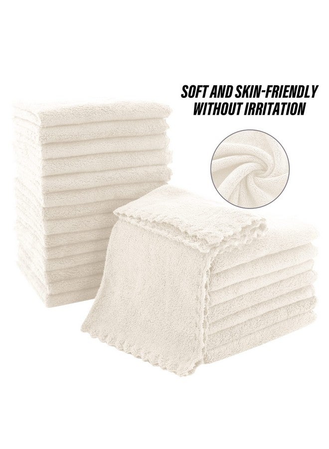 MOONQUEEN Ultra Soft Premium Washcloths Set - 12 x 12 inches - 24 Pack - Quick Drying - Highly Absorbent Coral Velvet Bathroom Wash Clothes - Use as Bath, Spa, Facial, Fingertip Towel (Cream) - Image 4
