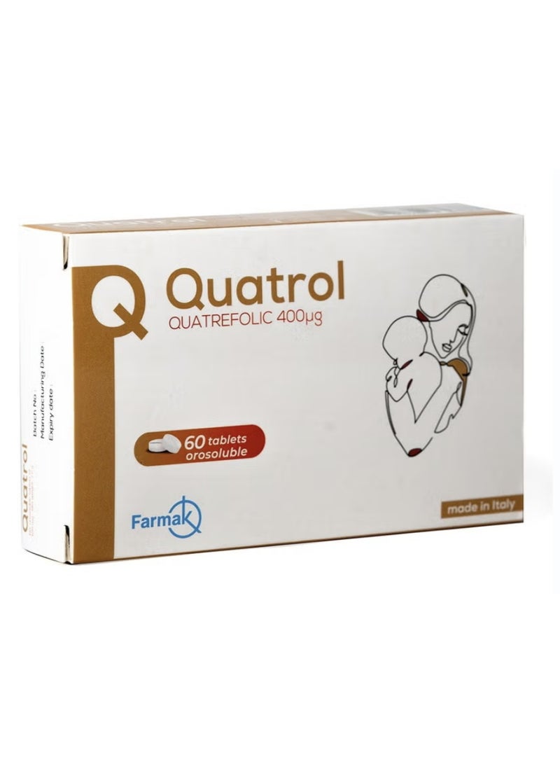 فارما أقراص كواترول حمض الفوليك 400 ميكروغرام سريعة الذوبان في الفم، عبوة من 60 قرصًا - امتصاص سهل ودعم غذائي يومي - Image 1