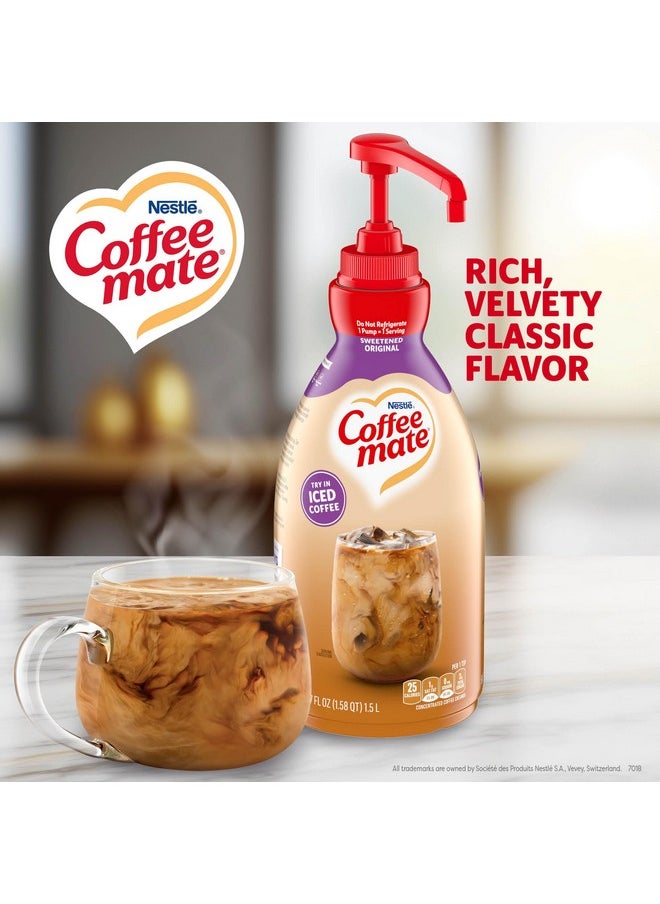 Nestle Nestle Coffee mate Coffee Creamer, Sweetened Original, Concentrated Liquid Pump Bottle, Non Dairy, No Refrigeration, 50.7 oz  - Image 2
