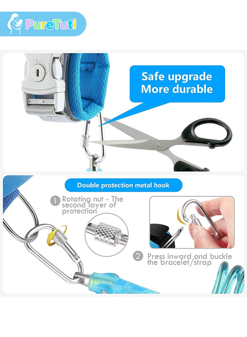 PureTuti Toddler Safety Harness Walking Leash, Anti Lost Wrist Link, Child Leash Secure Harness with Key Lock, Safety Wrist Leash for Kids Baby Boys and Girls 5 feet,Newborn must haves,Nursery - Image 2