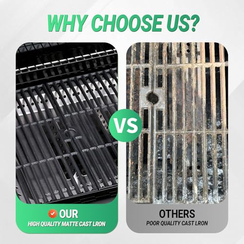 BBQ-Yummy Cast Iron Grill Grates for Charbroil Advantage 4 Burner 463344116 463370719 463343015, 16 15/16" Cooking Grids Grill Grates Replacement for Advantage 2 Coal Parts 463340516 Gas Grill - Image 5