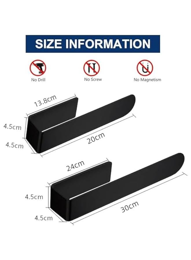 حامل مناشف اليد / قضيب منشفة من هوكور - حامل مناشف اليد ذاتي اللصق من الستانلس ستيل للحمام والمطبخ (عبوة من قطعتين فضي)