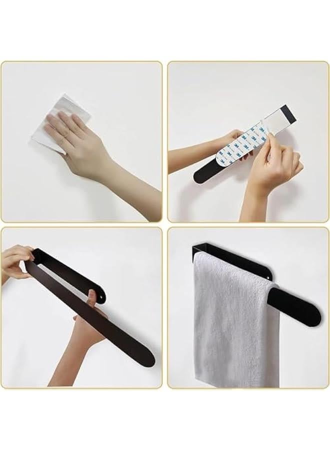 حامل مناشف اليد / قضيب منشفة من هوكور - حامل مناشف اليد ذاتي اللصق من الستانلس ستيل للحمام والمطبخ (عبوة من قطعتين فضي)