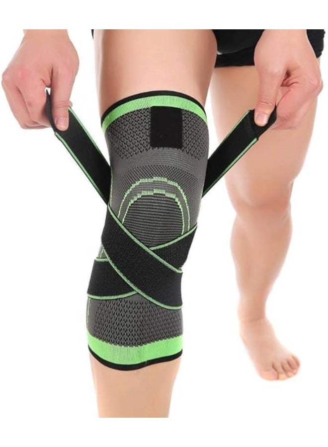 Compression Knee Support Sleeve (1 Pack) - Medical Grade Knee Brace for Arthritis Pain, Meniscus Tear & ACL Recovery - Ideal for Running, Gym & Sports (Green - Large) - Image 1