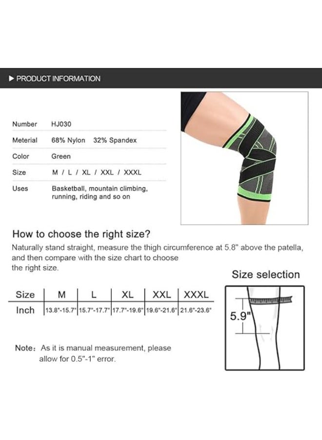 Compression Knee Support Sleeve (1 Pack) - Medical Grade Knee Brace for Arthritis Pain, Meniscus Tear & ACL Recovery - Ideal for Running, Gym & Sports (Green - Large) - Image 4