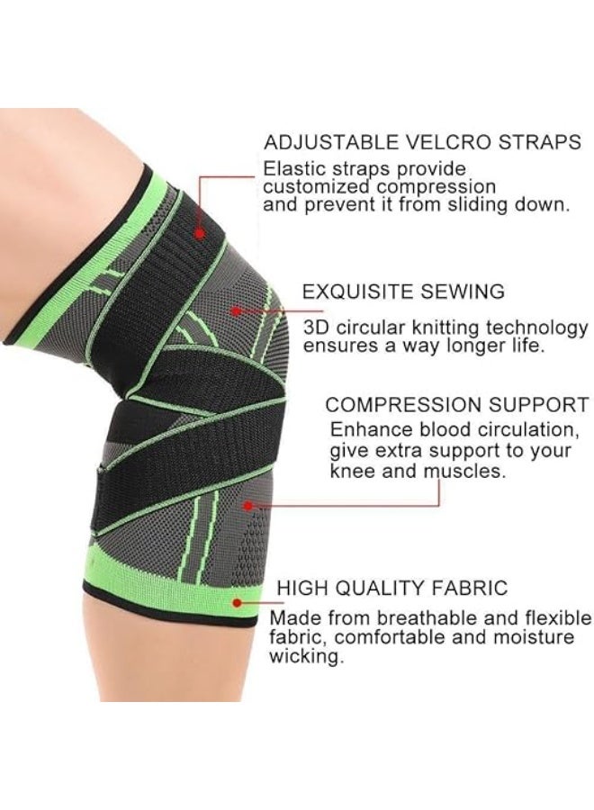 Compression Knee Support Sleeve (1 Pack) - Medical Grade Knee Brace for Arthritis Pain, Meniscus Tear & ACL Recovery - Ideal for Running, Gym & Sports (Green - Large) - Image 5