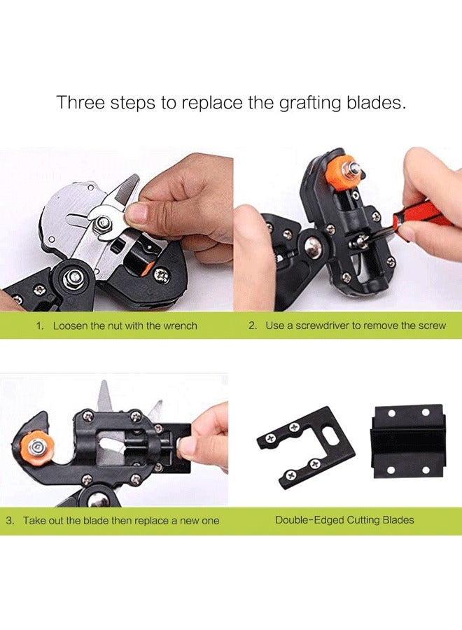 XiuWoo 2-in-1 Grafting Tools Pruner Kit, V-Graft Omega-Graft and U-Graft, Perfect for Fruit Tree Grafting, Including Grafting Tapes, Grafting Knife & Replacement Blades - Image 5