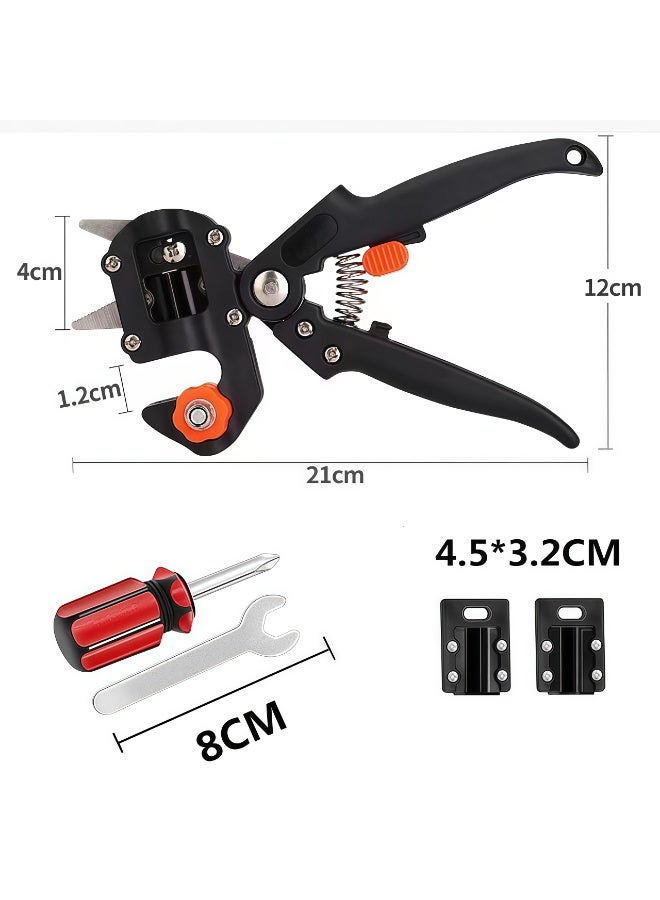 شو وو معدات البستنة، ملحقات العناية بالبستنة، ملحقات أدوات الحديقة، مجموعة أدوات تطعيم الحدائق، مجموعة مقصات التقليم، أدوات تقليم الحديقة اثنين في واحد، مقصات التقليم، مجموعة مقصات تقليم أشجار الفاكهة، بما في ذلك سكين التطعيم، وشفرات بديلة، لتقليم فروع النباتات وأشجار الفاكهة - Image 2