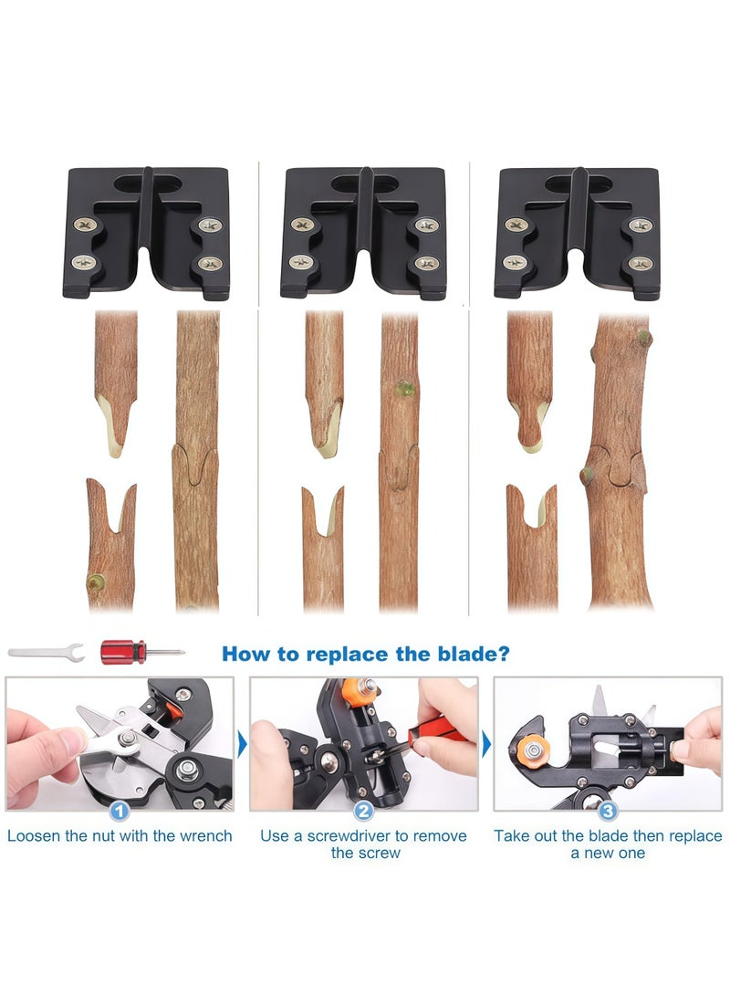 شو وو معدات البستنة، ملحقات العناية بالبستنة، ملحقات أدوات الحديقة، مجموعة أدوات تطعيم الحدائق، مجموعة مقصات التقليم، أدوات تقليم الحديقة اثنين في واحد، مقصات التقليم، مجموعة مقصات تقليم أشجار الفاكهة، بما في ذلك سكين التطعيم، وشفرات بديلة، لتقليم فروع النباتات وأشجار الفاكهة - Image 4