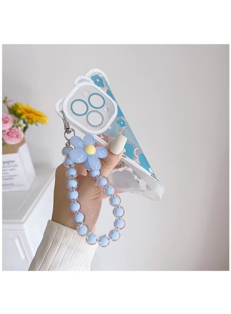Compatible with iPhone 14 Pro Max Case, Cute Sun Flowers Camera Protector Clear Case with Lovely Flower Strap Bracelet Chain Girls Women Case for iPhone 14 Pro Max - Image 3