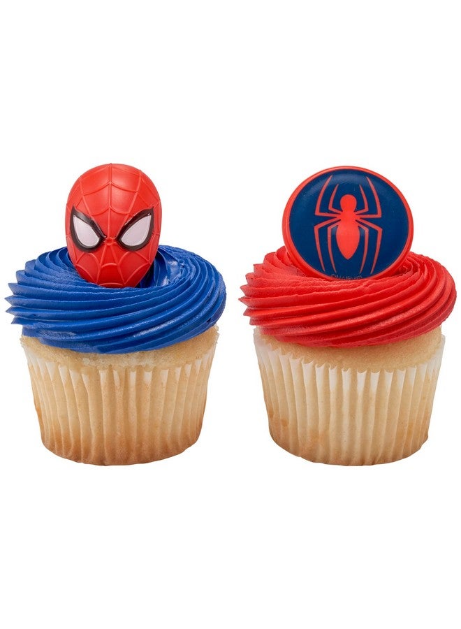 DecoPac DecoPac Marvel's Spider-Man™ Spider and Mask Rings, Spider-Man Cupcake Decorations, Red and Blue Food Safe Cake Toppers - 24 Pack  - Image 4