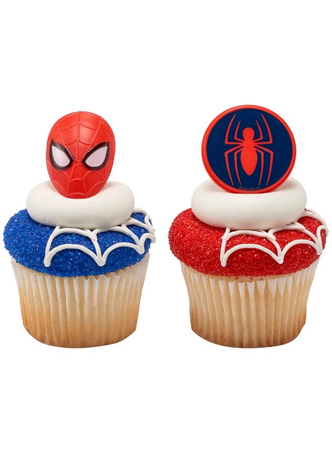 DecoPac DecoPac Marvel's Spider-Man™ Spider and Mask Rings, Spider-Man Cupcake Decorations, Red and Blue Food Safe Cake Toppers - 24 Pack  - Image 5