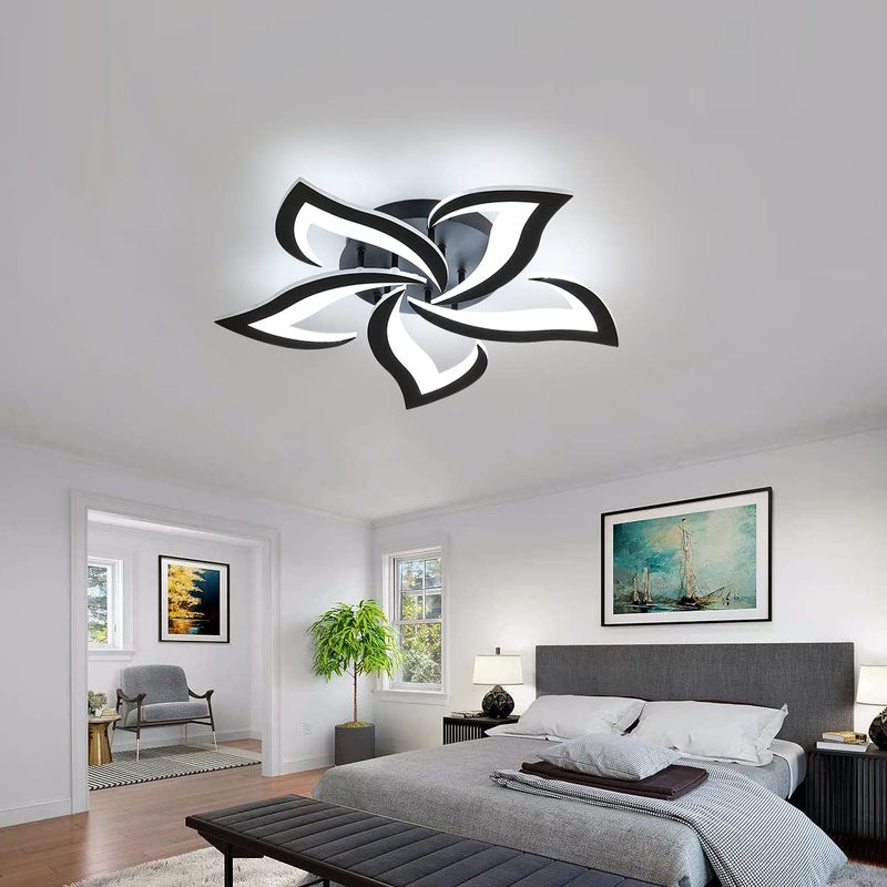 Riserva Modern LED Ceiling Light, 60 W Creative Petal Design Ceiling Light, Cool White 6000 K Acrylic Ceiling Lamp, for Living Room, Bedroom, Study (Diameter 60 cm, Black) - Image 2