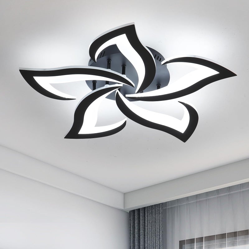 Riserva Modern LED Ceiling Light, 60 W Creative Petal Design Ceiling Light, Cool White 6000 K Acrylic Ceiling Lamp, for Living Room, Bedroom, Study (Diameter 60 cm, Black) - Image 1