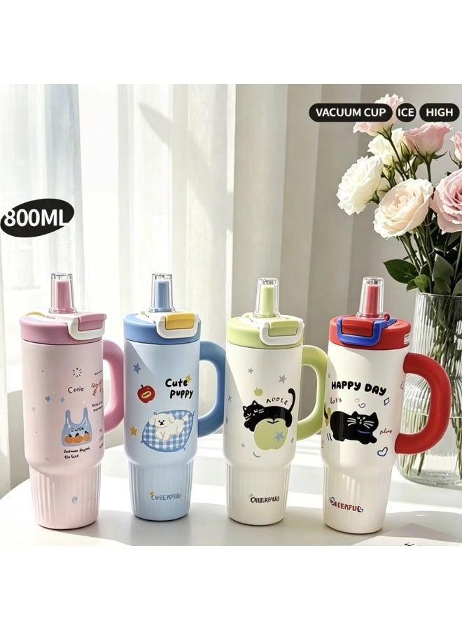 Twisoo Kids Stainless Steel Insulated Tumbler with Handle & Straw, 800ml Vacuum Flask, 316 Stainless Steel, Leakproof Flip Lid, BPA Free Thermal Water Bottle for School, Travel, Sports & Daily Use - Image 5