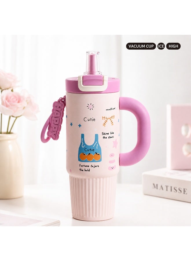 Twisoo Kids Stainless Steel Insulated Tumbler with Handle & Straw, 800ml Vacuum Flask, 316 Stainless Steel, Leakproof Flip Lid, BPA Free Thermal Water Bottle for School, Travel, Sports & Daily Use - Image 4
