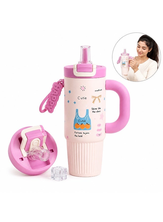 Twisoo Kids Stainless Steel Insulated Tumbler with Handle & Straw, 800ml Vacuum Flask, 316 Stainless Steel, Leakproof Flip Lid, BPA Free Thermal Water Bottle for School, Travel, Sports & Daily Use - Image 1