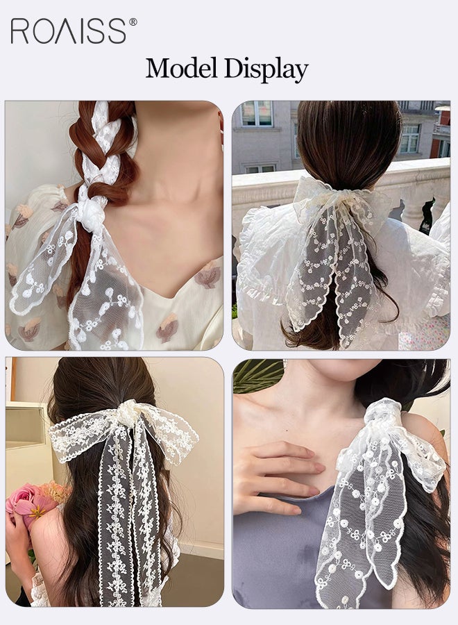 roaiss 4 Pcs Lace Headbands, Simple and Sweet Embroidered Hairbands, Long Retro Scarves, Belts, Multifunctional Fashion Accessories, Suitable for Women Daily Use - Image 3