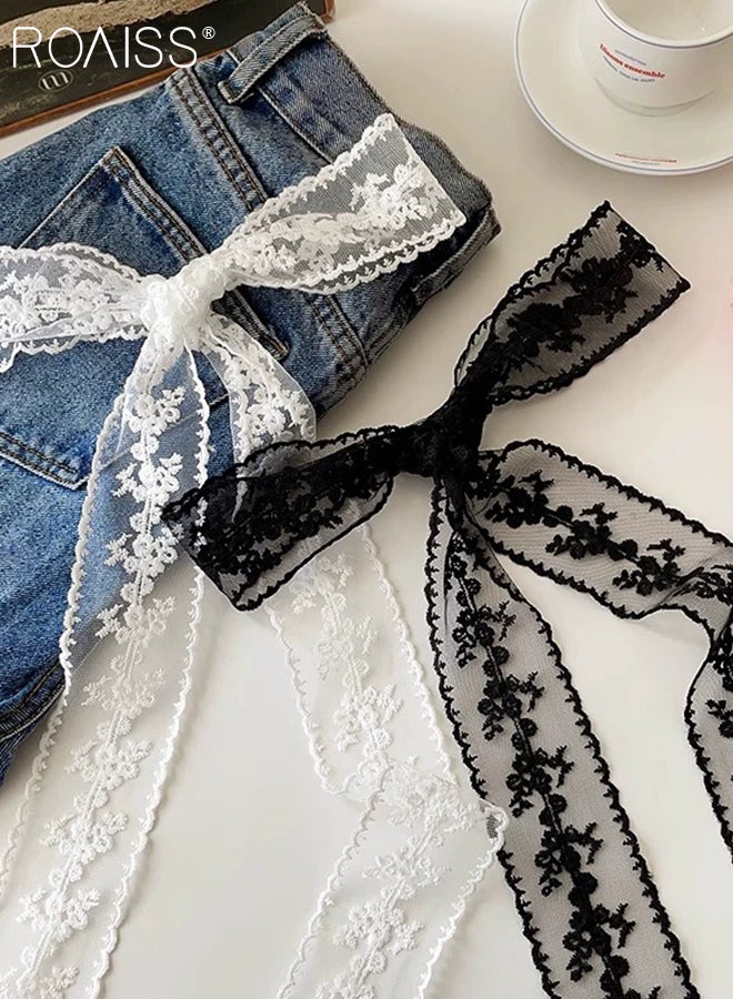roaiss 4 Pcs Lace Headbands, Simple and Sweet Embroidered Hairbands, Long Retro Scarves, Belts, Multifunctional Fashion Accessories, Suitable for Women Daily Use - Image 5