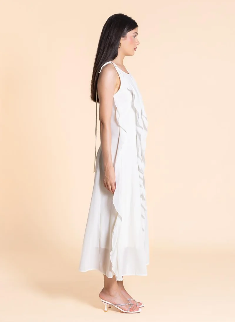 SHAPES Ruffled Halter Midi Dress