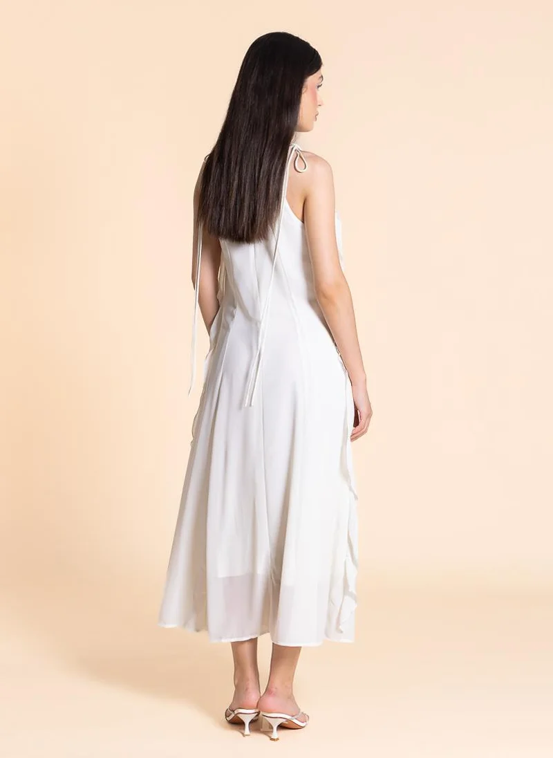 SHAPES Ruffled Halter Midi Dress