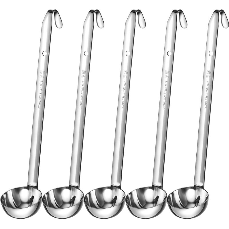 Cunhill Cunhill 5 Pcs Soup Ladles Stainless Steel Serving Ladles with Long Handle for Serving Cooking Stirring Portioning Kitchen Restaurant Accessories4 oz 