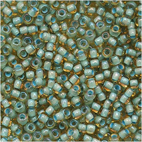 Toho Round Seed Beads 11/0#952 'Rainbow Lt Topaz/Sea Foam Lined' 8 Gram Tube - Image 1